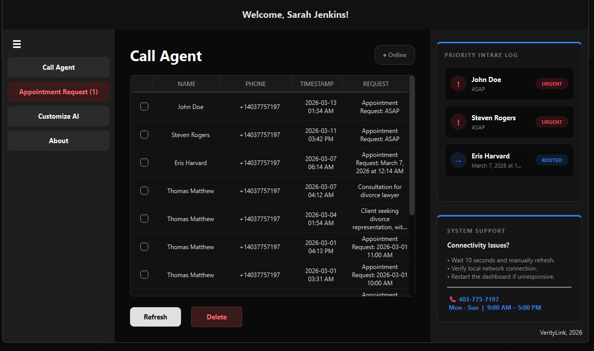 Call Agent Dashboard